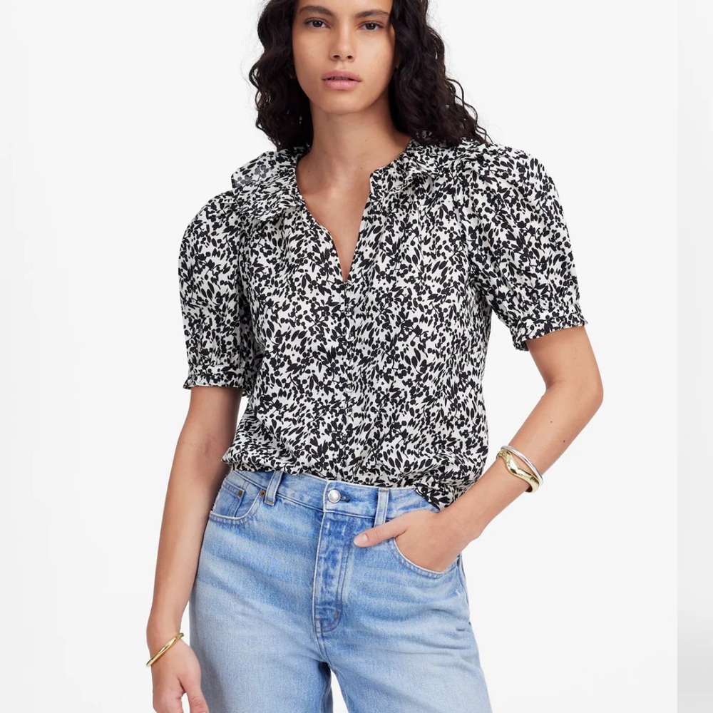 Madewell Ruffled Button-Front Top NWT